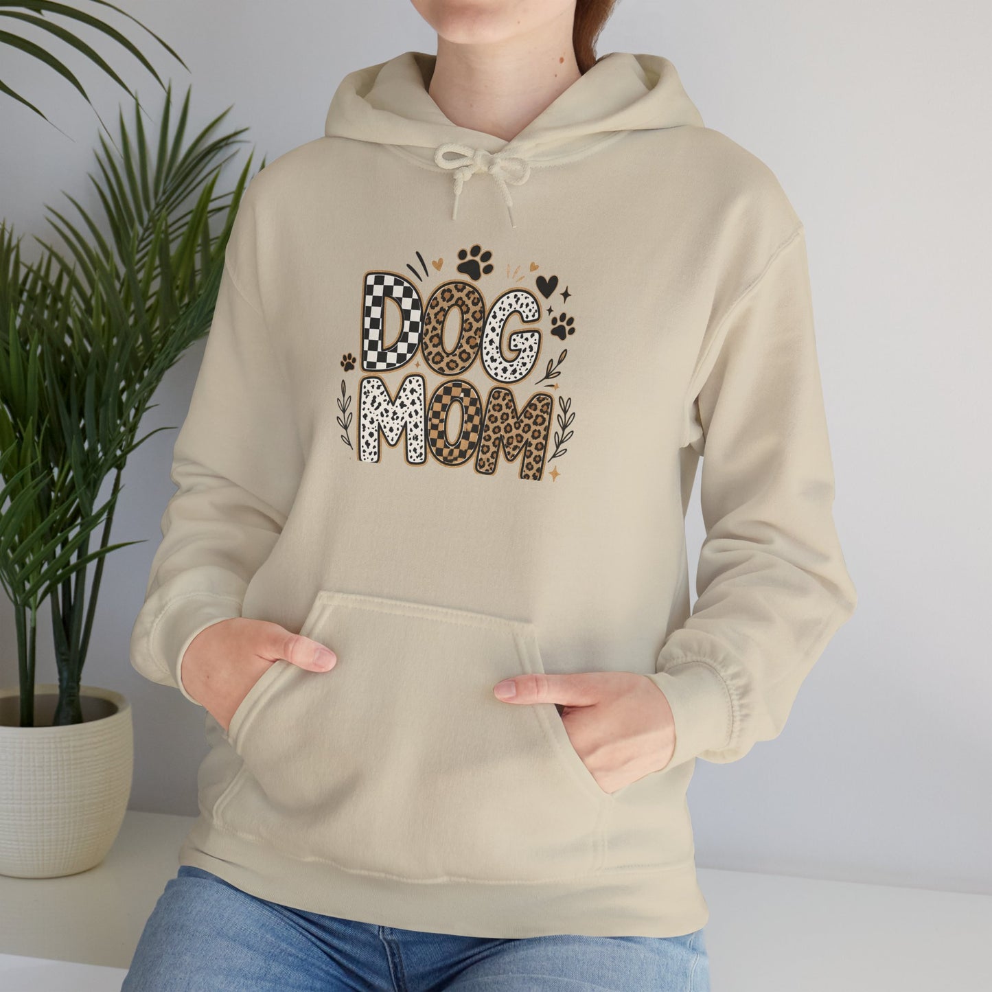 Dog Mom Hoodie — Leopard Paw Graphic Sweatshirt for Pet Lovers