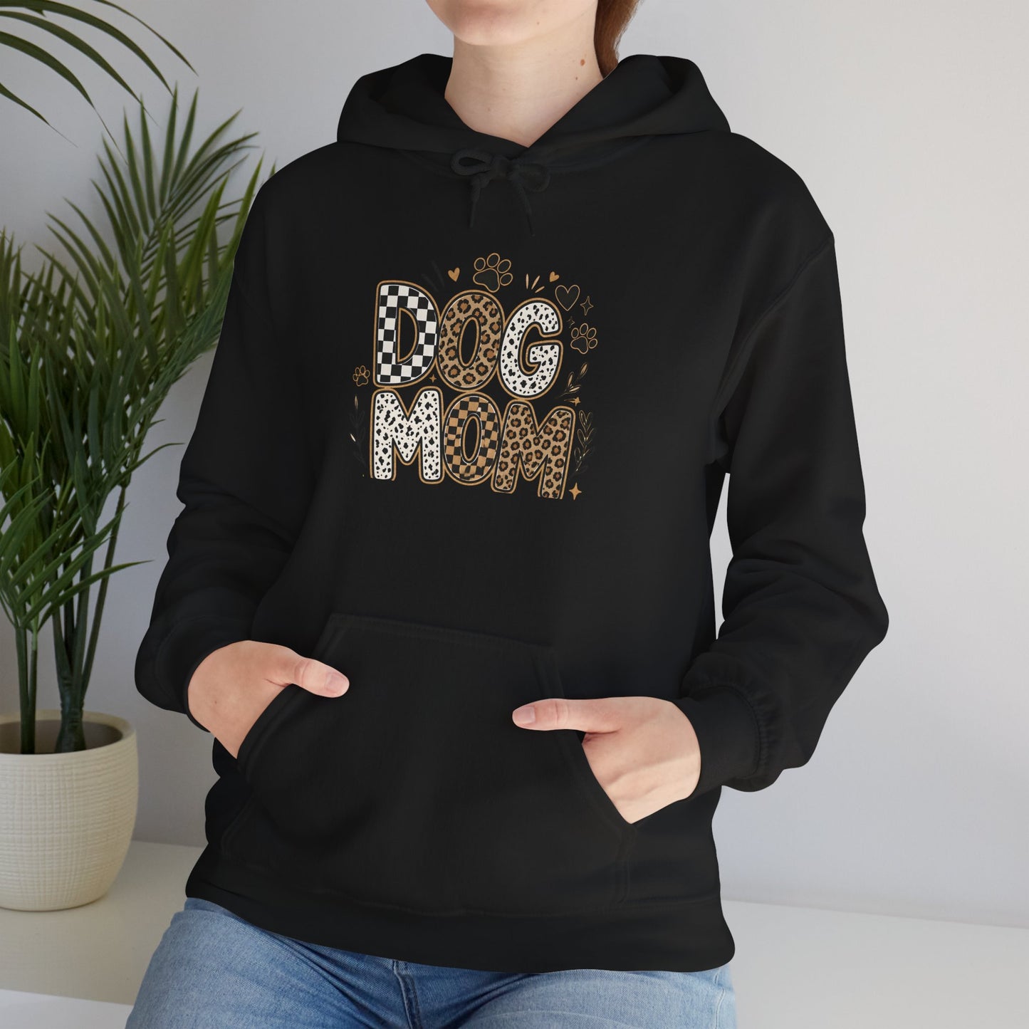 Dog Mom Hoodie — Leopard Paw Graphic Sweatshirt for Pet Lovers