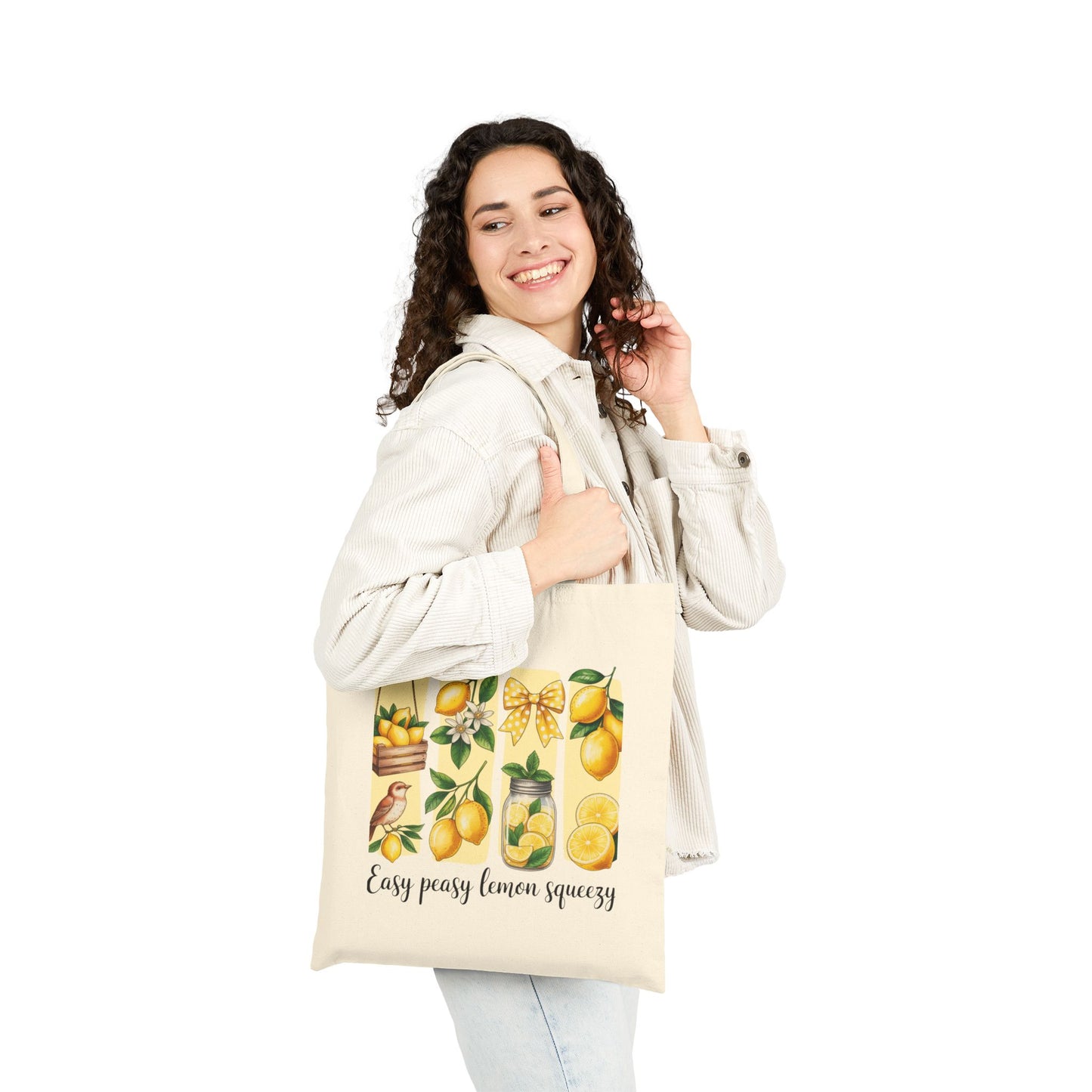 Tote Bag — "Easy Peasy Lemon Squeezy" Lemon Canvas Tote