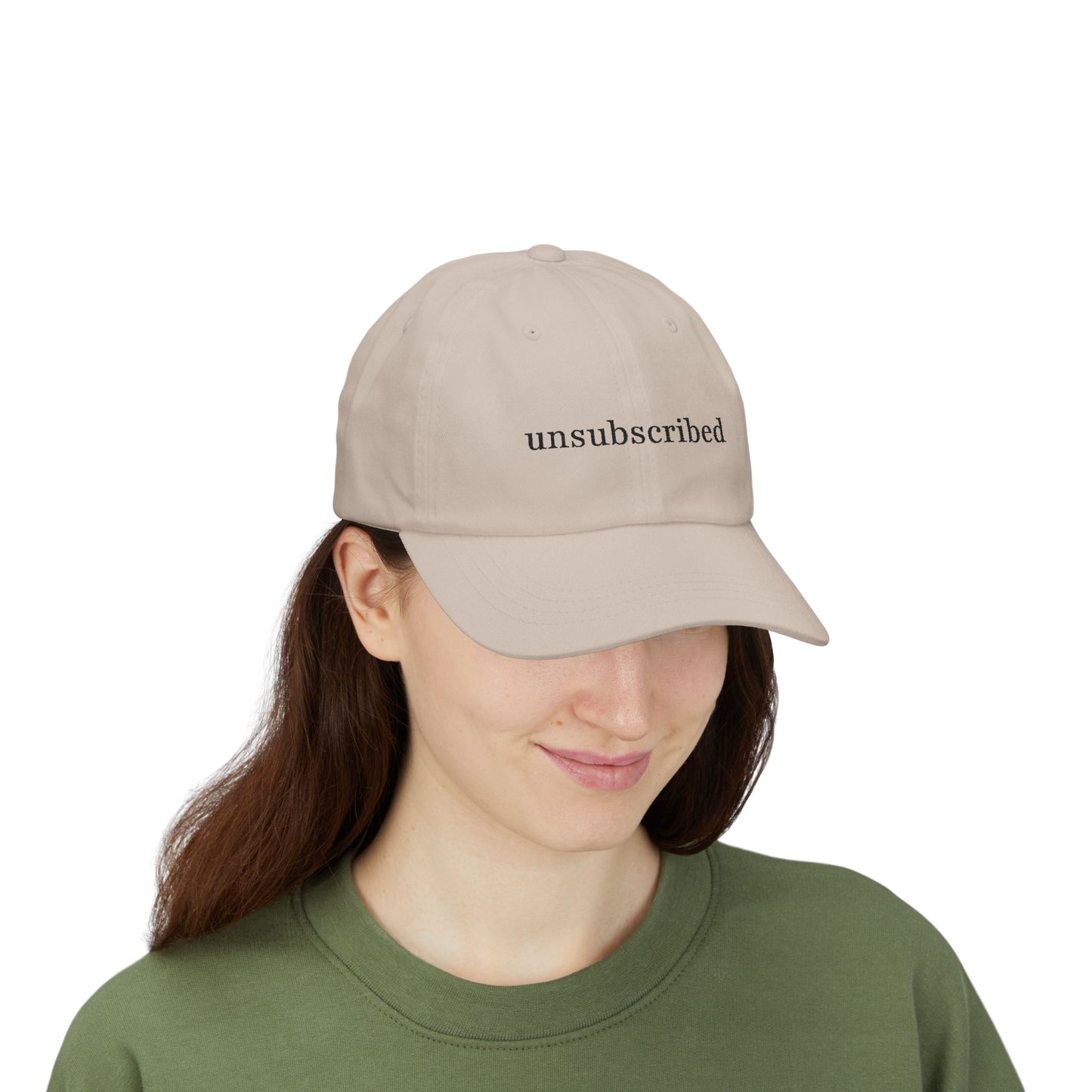 Dad Cap — "Unsubscribed" Front, "In My Self-Love Era" Back — Minimal Single Life Hat