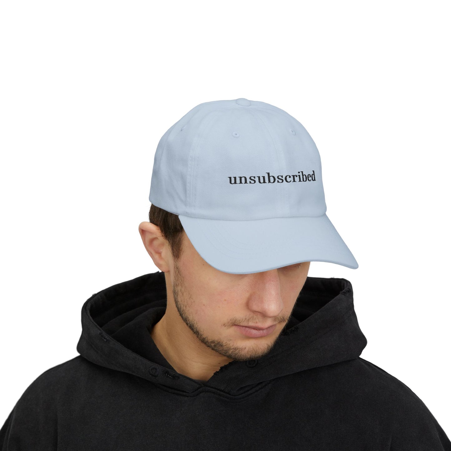 Dad Cap — "Unsubscribed" Front, "In My Self-Love Era" Back — Minimal Single Life Hat