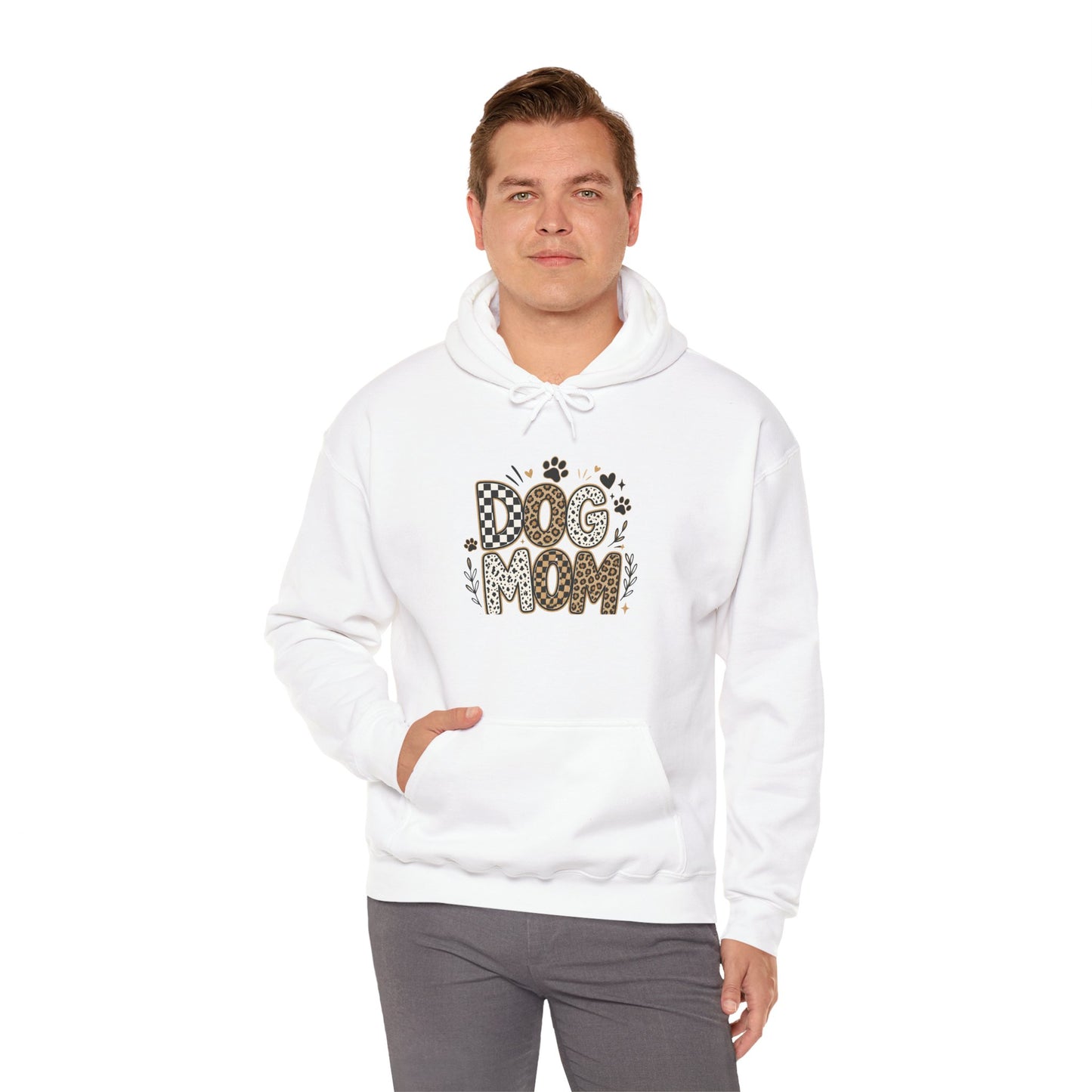 Dog Mom Hoodie — Leopard Paw Graphic Sweatshirt for Pet Lovers