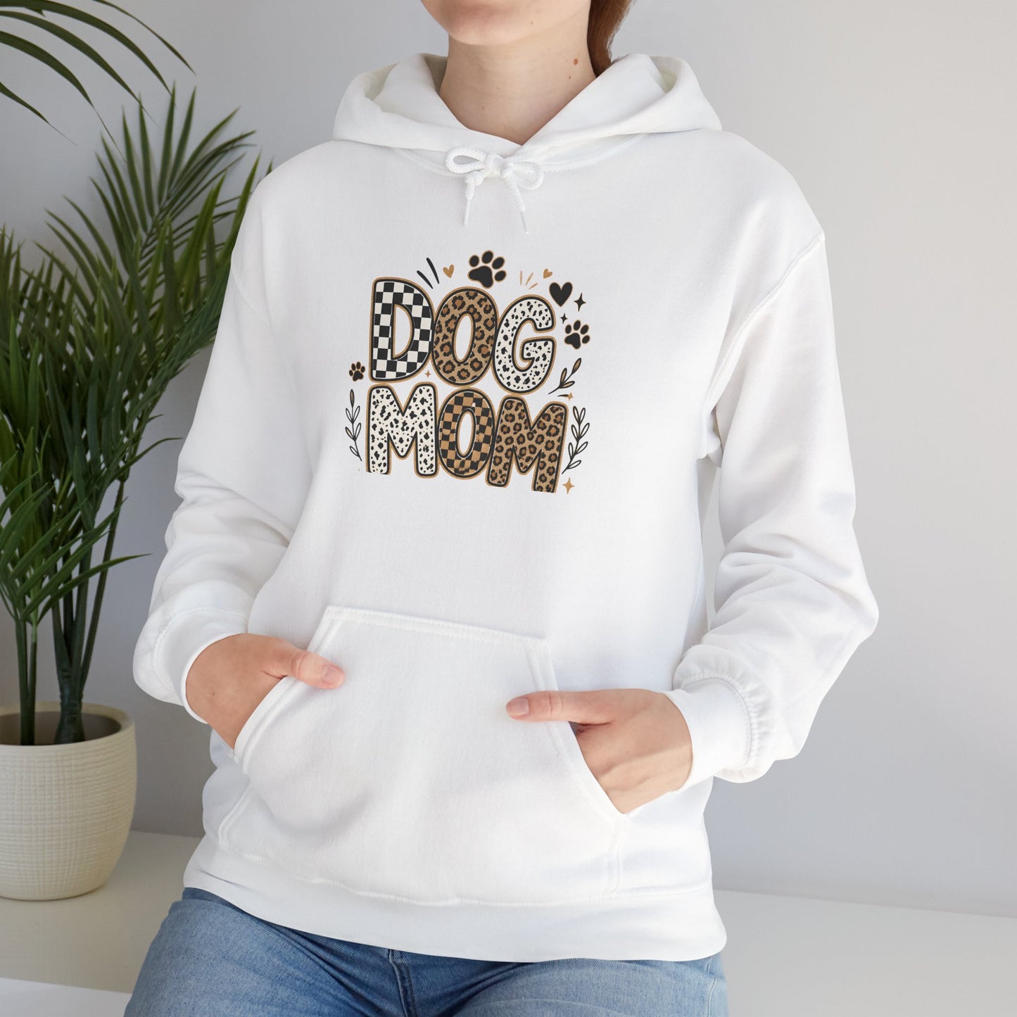 Dog Mom Hoodie — Leopard Paw Graphic Sweatshirt for Pet Lovers