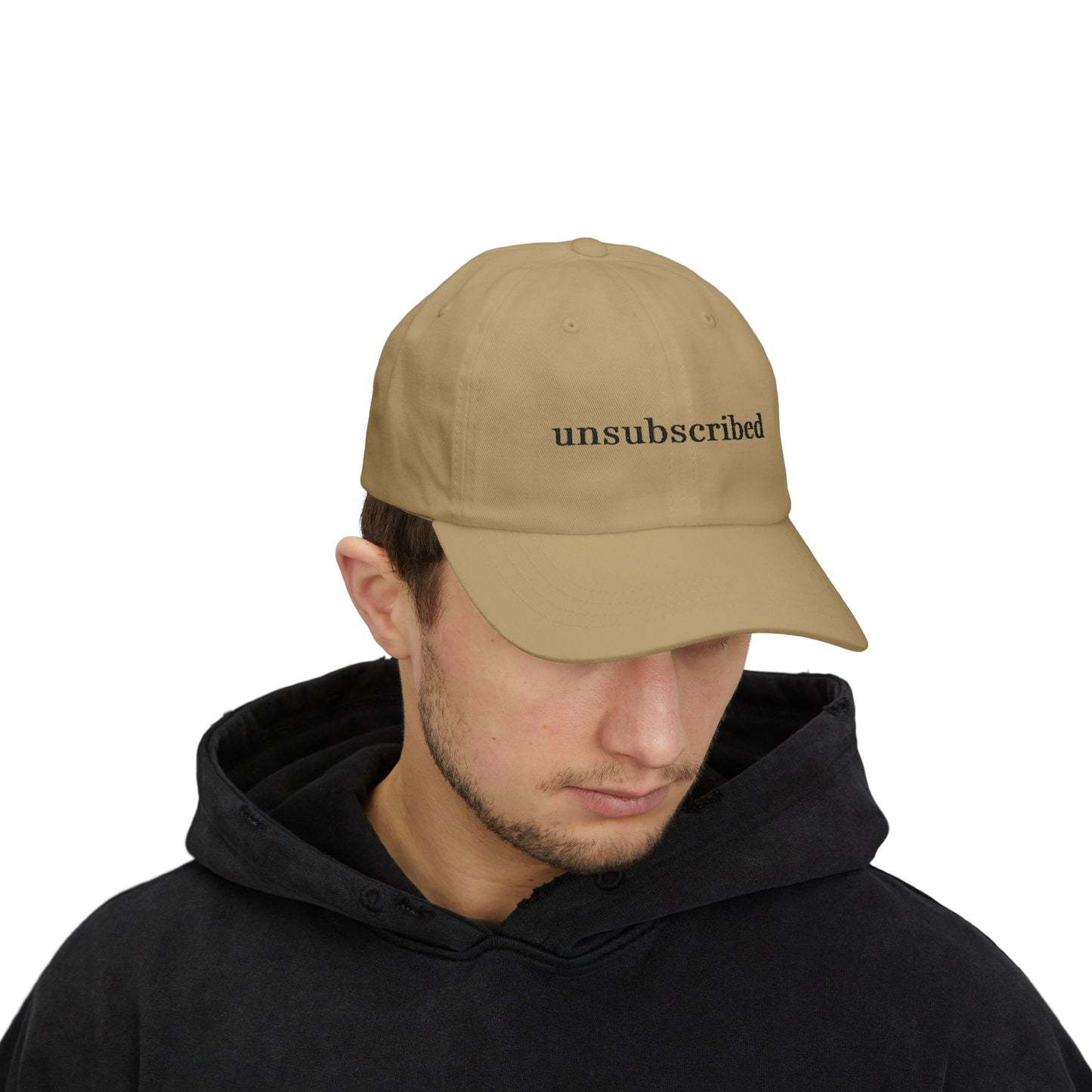 Dad Cap — "Unsubscribed" Front, "In My Self-Love Era" Back — Minimal Single Life Hat