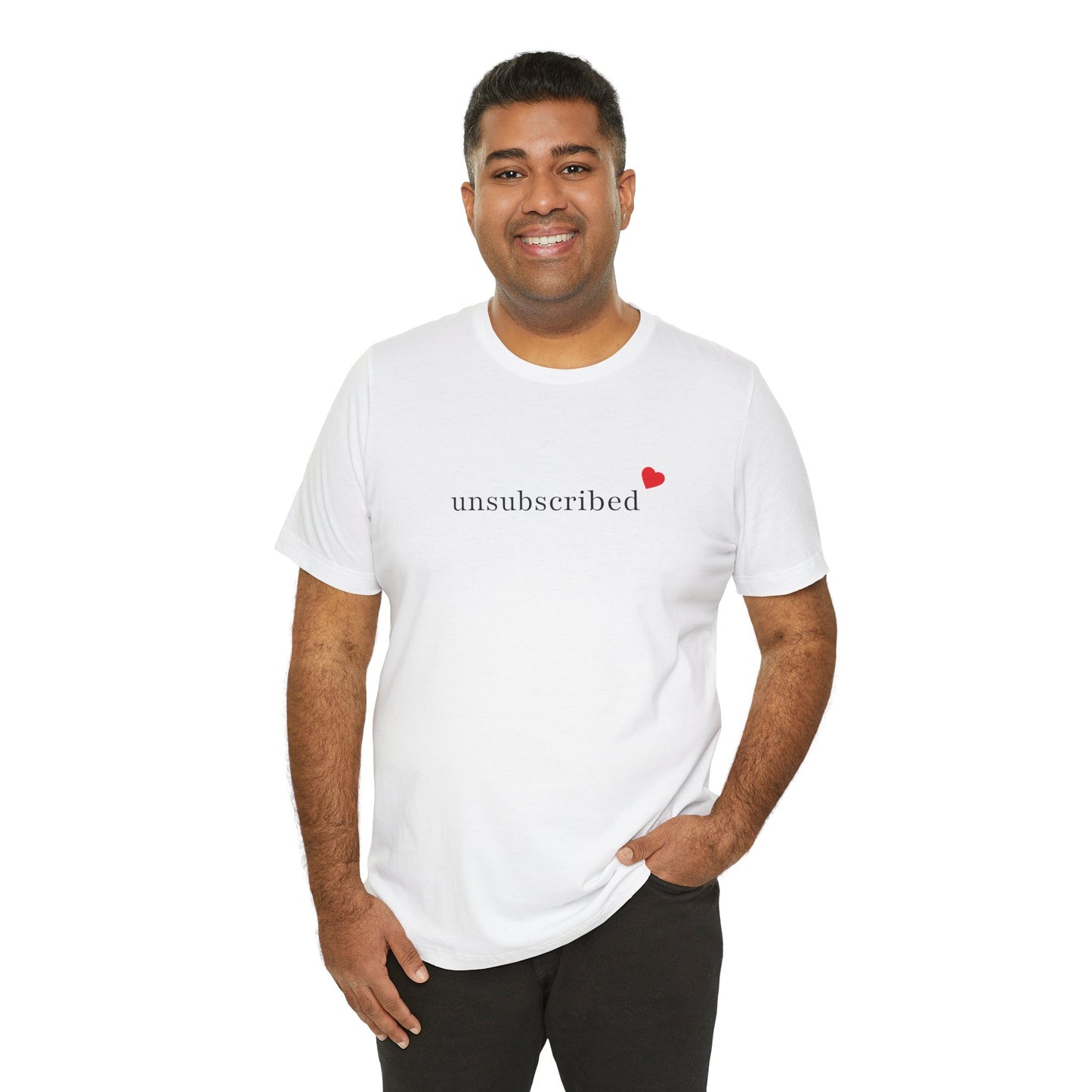 Unsubscribed Tee — Minimalist Heart Graphic Casual T-Shirt