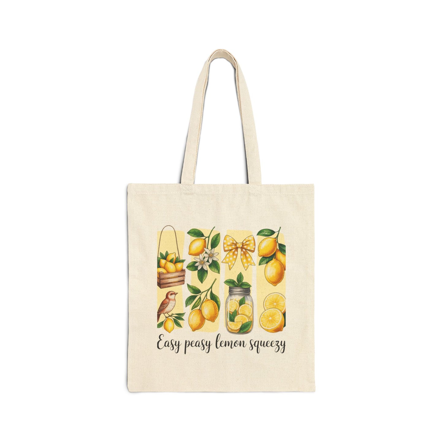 Tote Bag — "Easy Peasy Lemon Squeezy" Lemon Canvas Tote