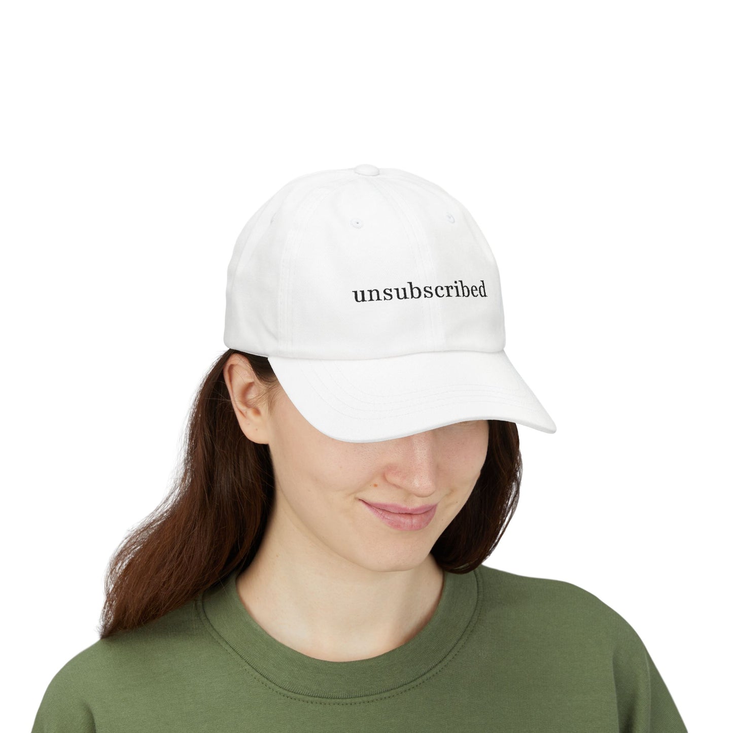 Dad Cap — "Unsubscribed" Front, "In My Self-Love Era" Back — Minimal Single Life Hat