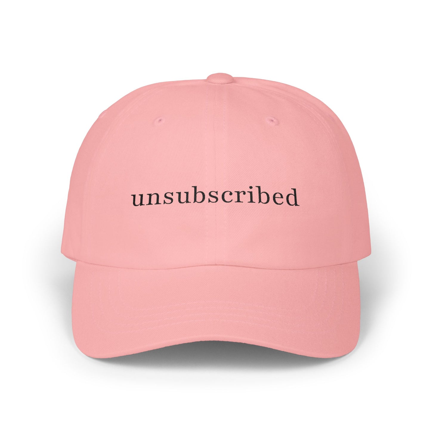 Dad Cap — "Unsubscribed" Front, "In My Self-Love Era" Back — Minimal Single Life Hat