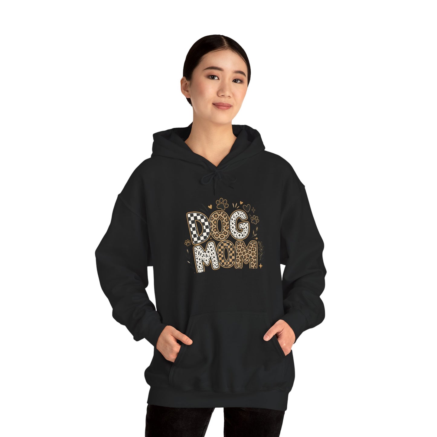 Dog Mom Hoodie — Leopard Paw Graphic Sweatshirt for Pet Lovers