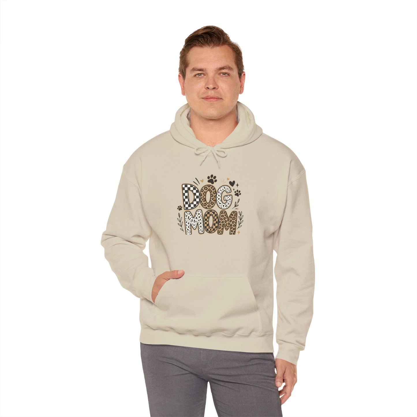Dog Mom Hoodie — Leopard Paw Graphic Sweatshirt for Pet Lovers