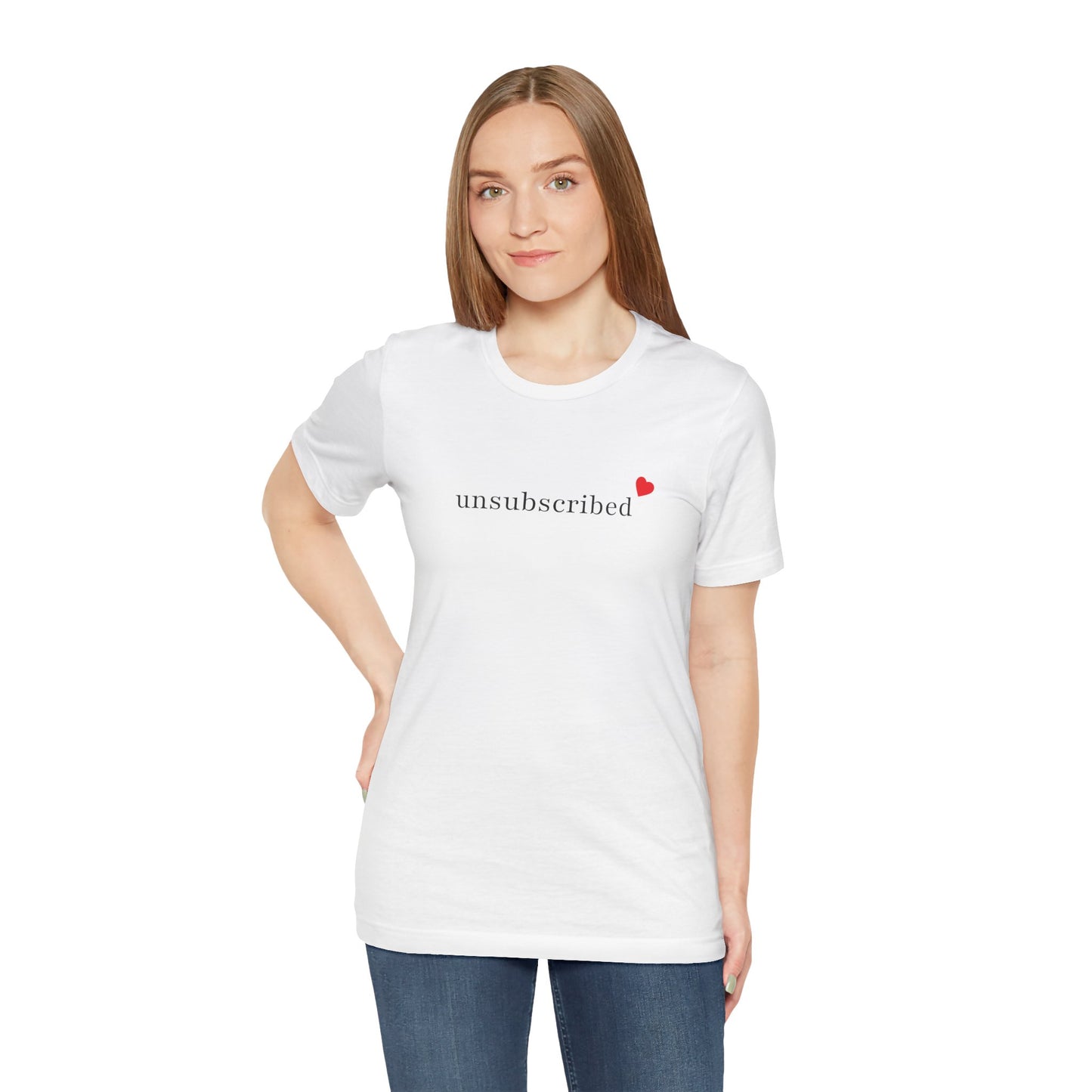 Unsubscribed Tee — Minimalist Heart Graphic Casual T-Shirt