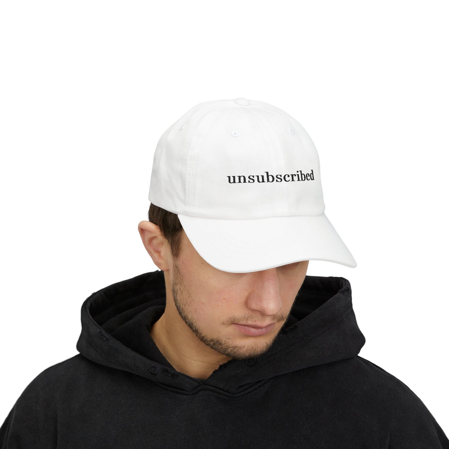 Dad Cap — "Unsubscribed" Front, "In My Self-Love Era" Back — Minimal Single Life Hat