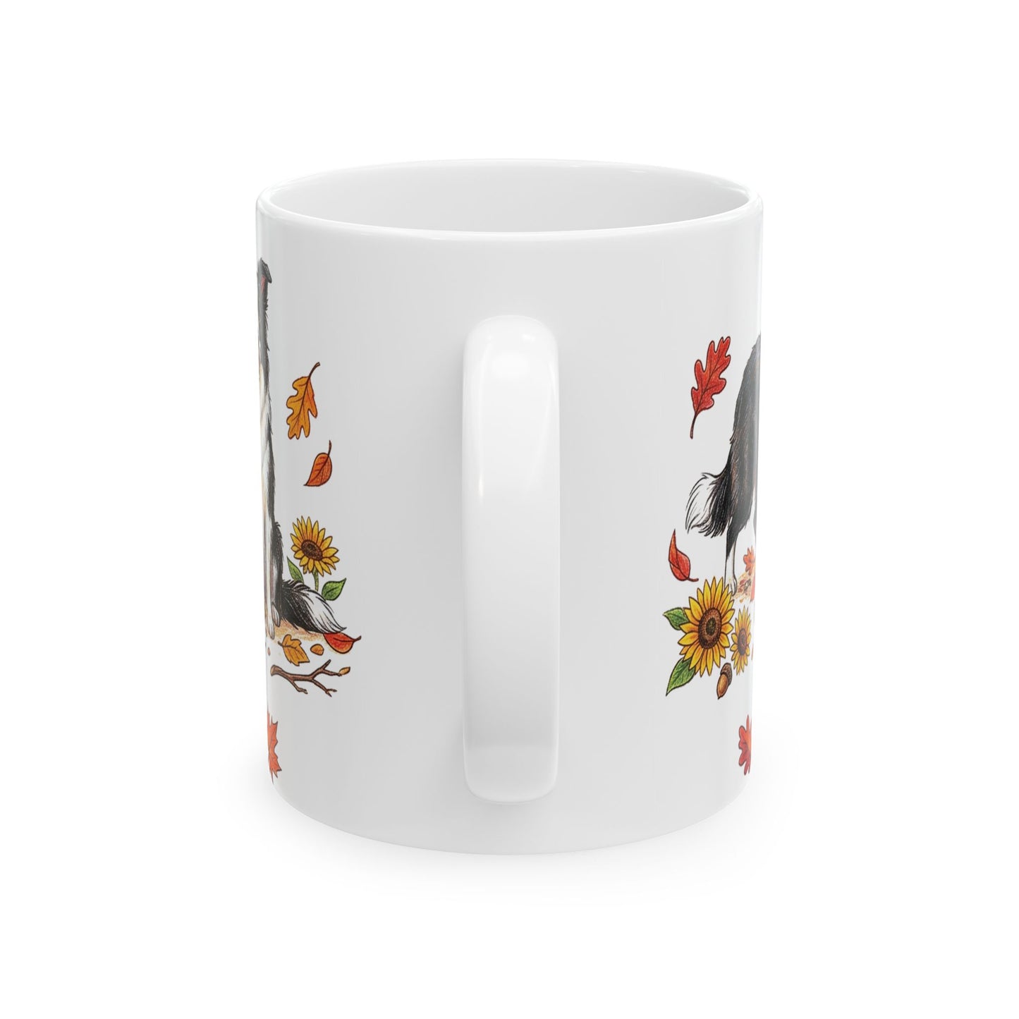 Border Collie Autumn Mug — "Keep Calm and Enjoy Fall" Ceramic Coffee Cup (11oz/15oz)