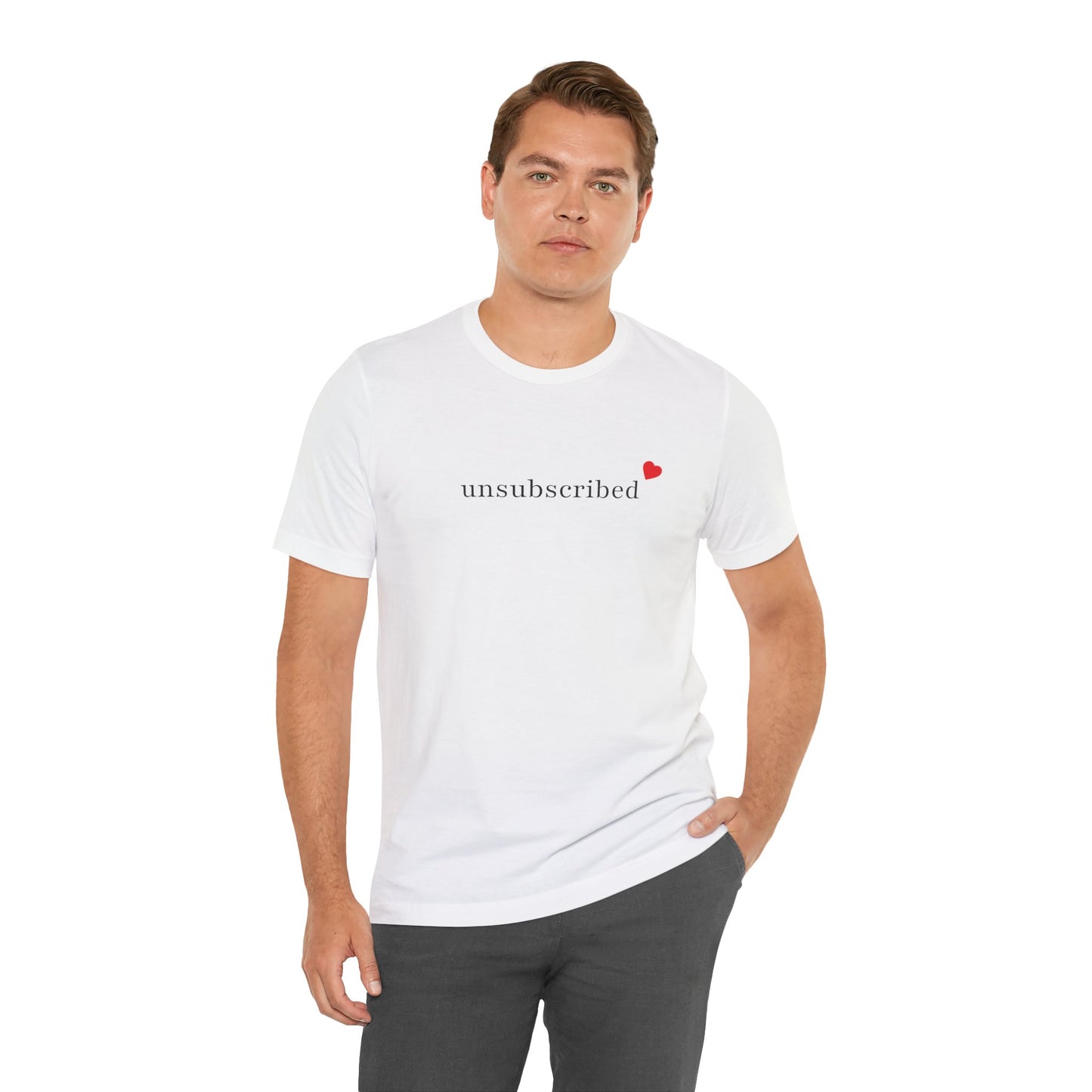 Unsubscribed Tee — Minimalist Heart Graphic Casual T-Shirt