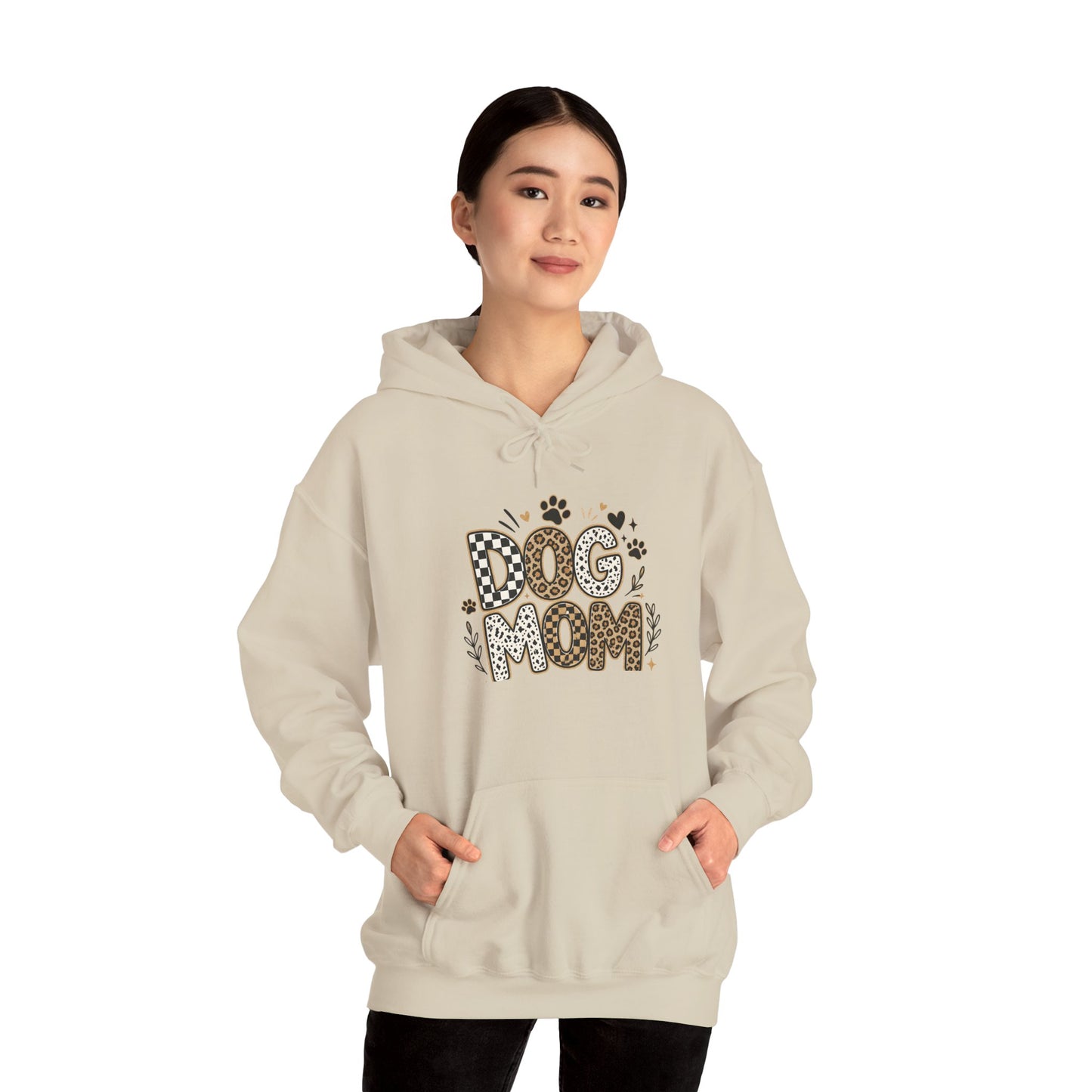 Dog Mom Hoodie — Leopard Paw Graphic Sweatshirt for Pet Lovers