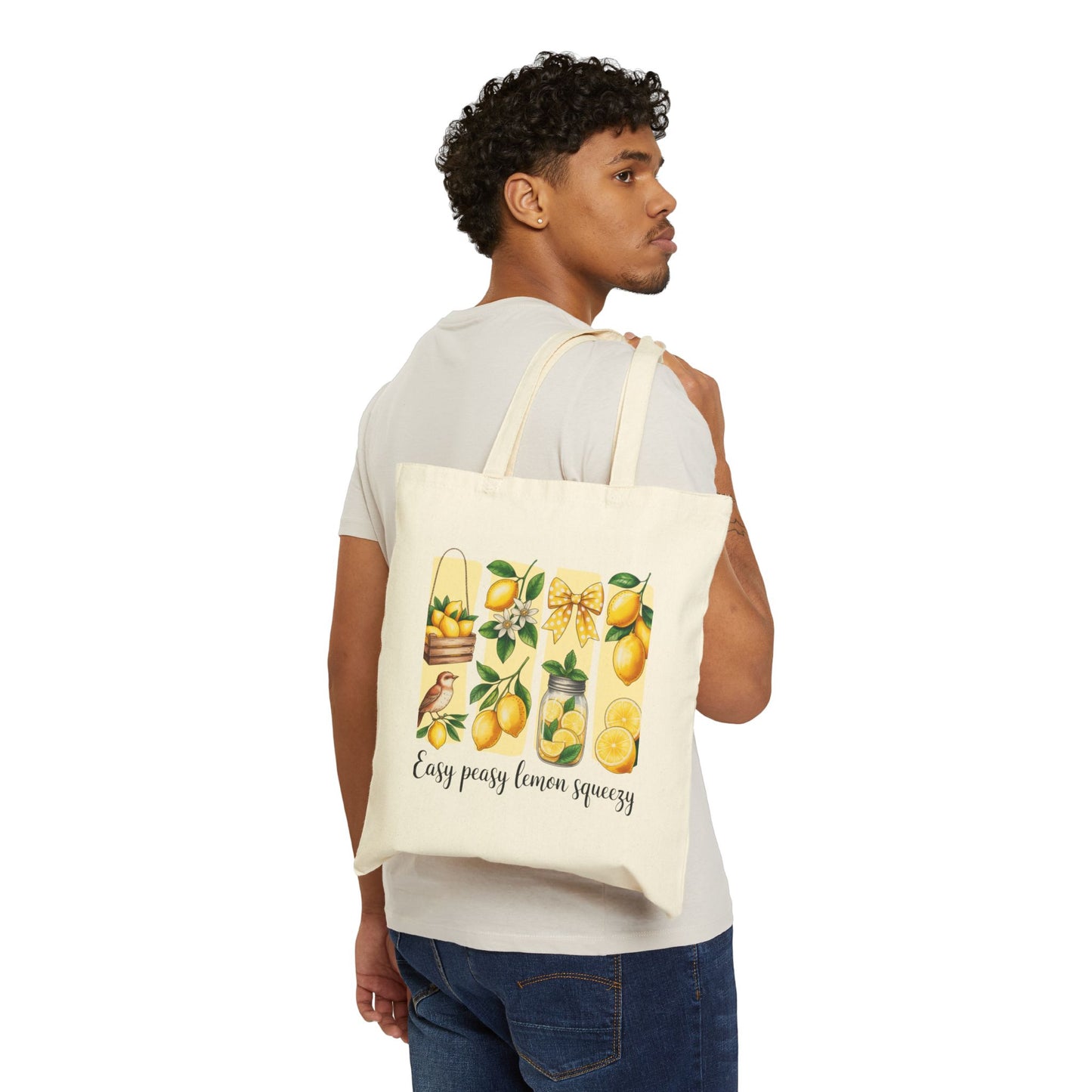 Tote Bag — "Easy Peasy Lemon Squeezy" Lemon Canvas Tote