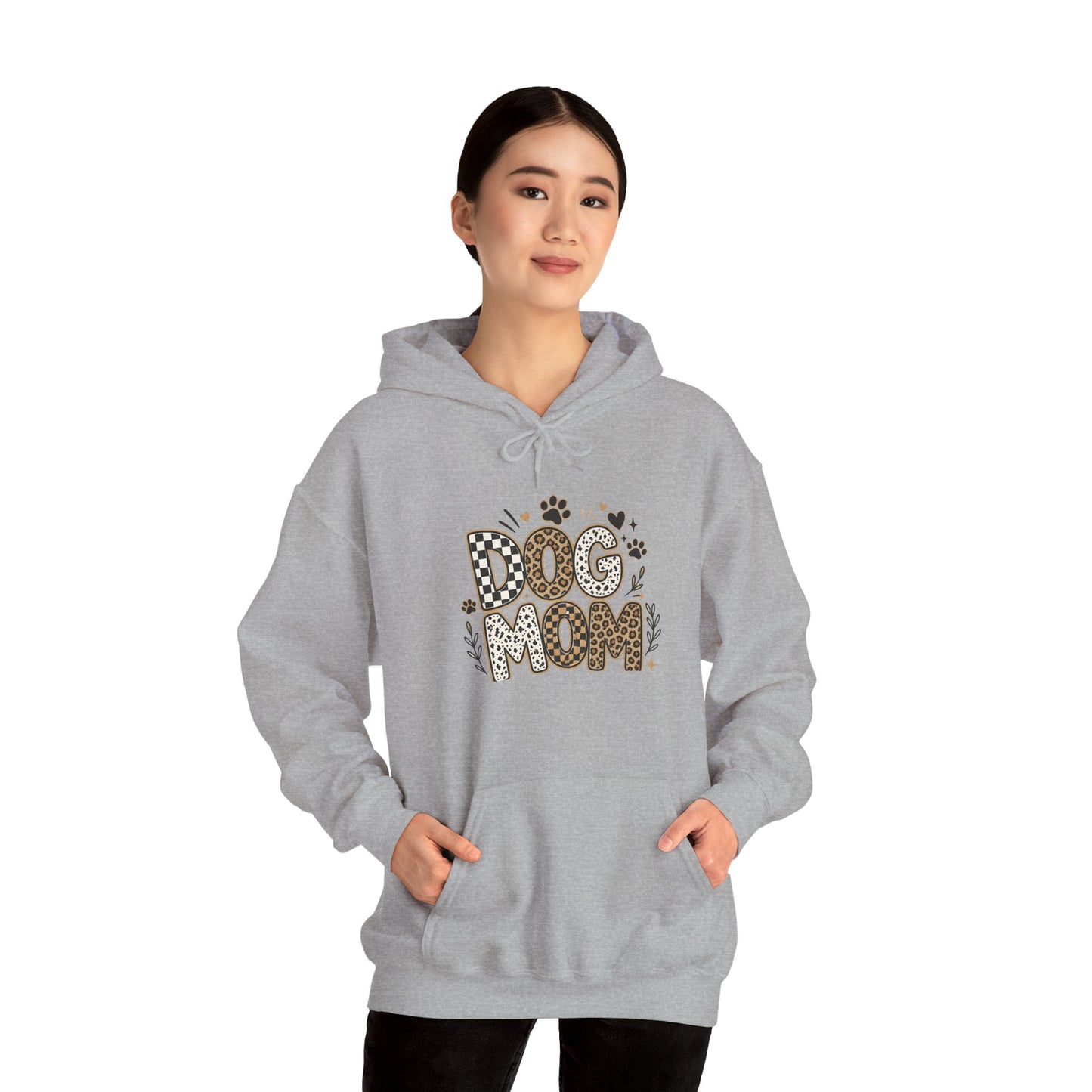 Dog Mom Hoodie — Leopard Paw Graphic Sweatshirt for Pet Lovers