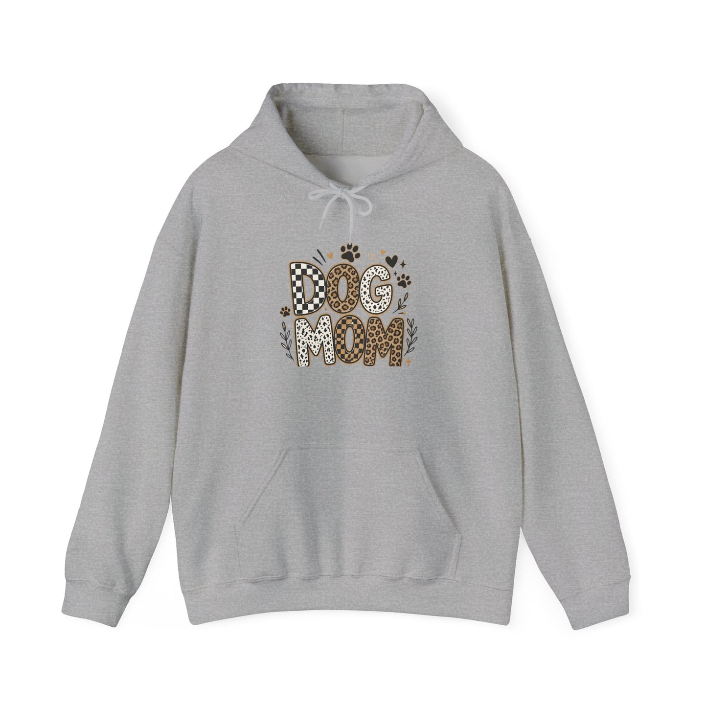 Dog Mom Hoodie — Leopard Paw Graphic Sweatshirt for Pet Lovers