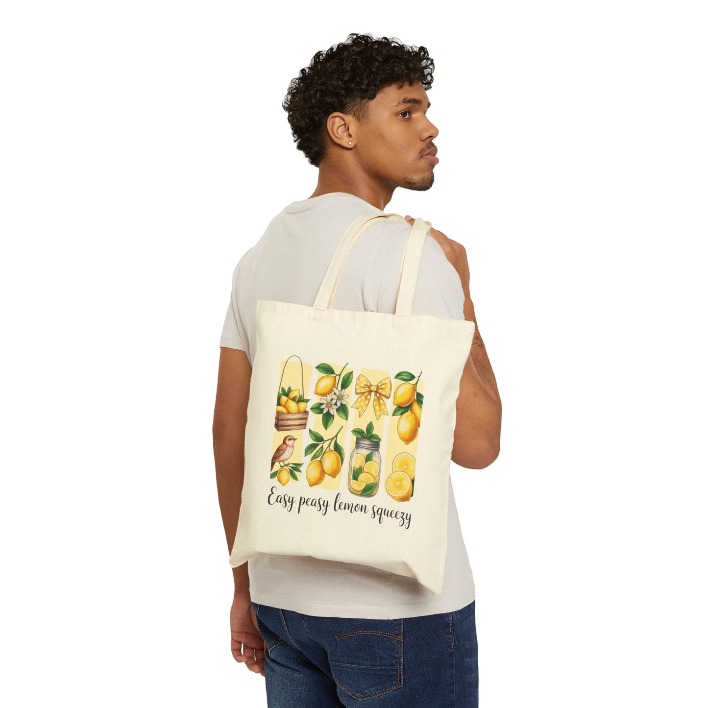 Tote Bag — "Easy Peasy Lemon Squeezy" Lemon Canvas Tote