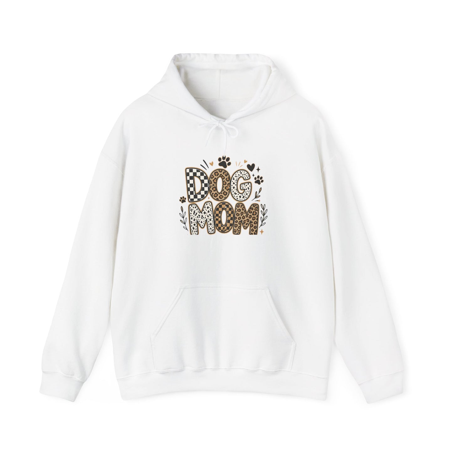 Dog Mom Hoodie — Leopard Paw Graphic Sweatshirt for Pet Lovers