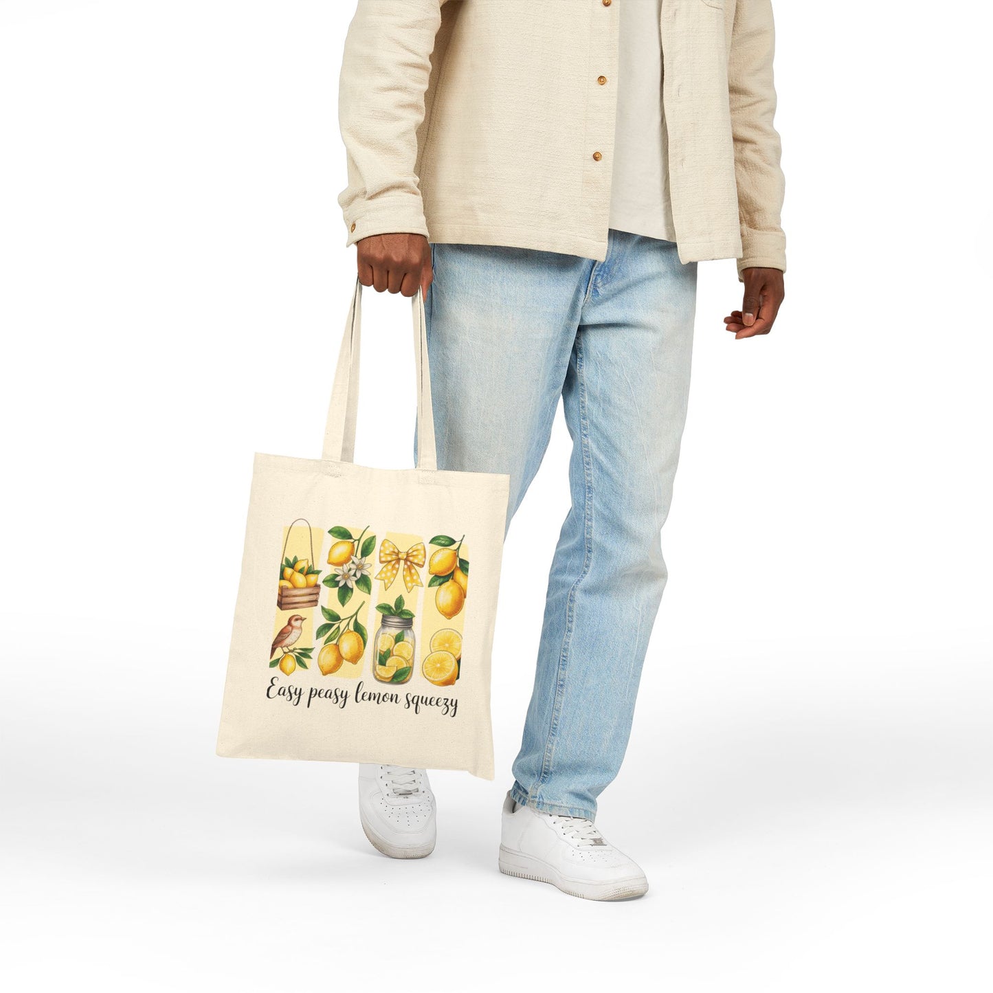 Tote Bag — "Easy Peasy Lemon Squeezy" Lemon Canvas Tote