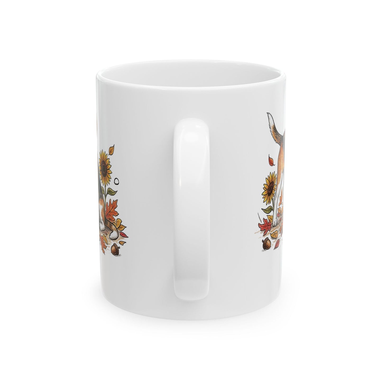 Beagle Fall Mug - "Crisp Air, Don't Care" Autumn Coffee Cup (11oz/15oz)