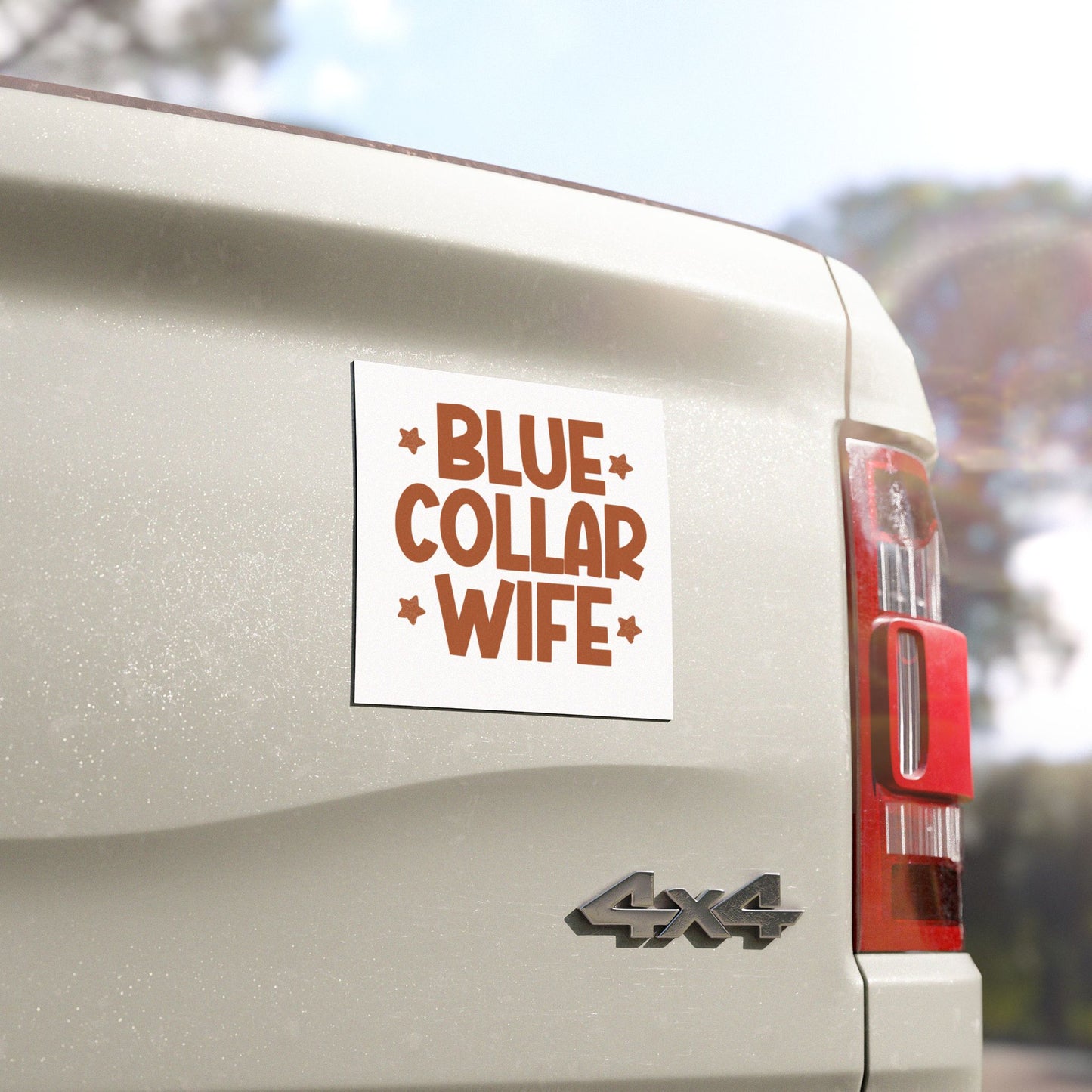 Blue Collar Wife Car Magnet — Retro Bold Script Vehicle Magnet
