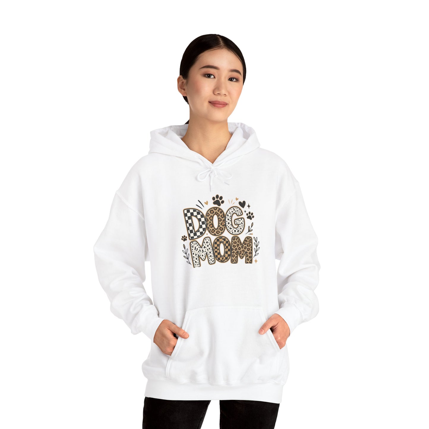 Dog Mom Hoodie — Leopard Paw Graphic Sweatshirt for Pet Lovers