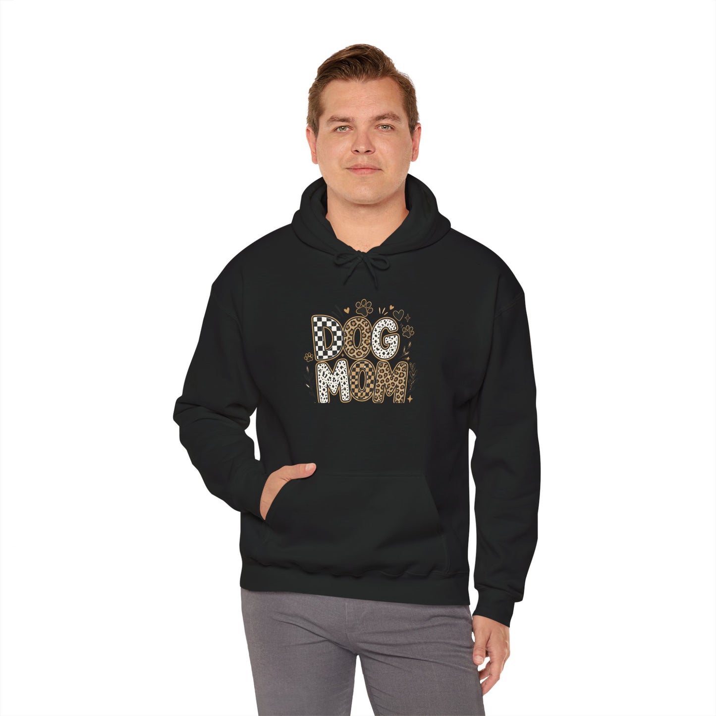 Dog Mom Hoodie — Leopard Paw Graphic Sweatshirt for Pet Lovers