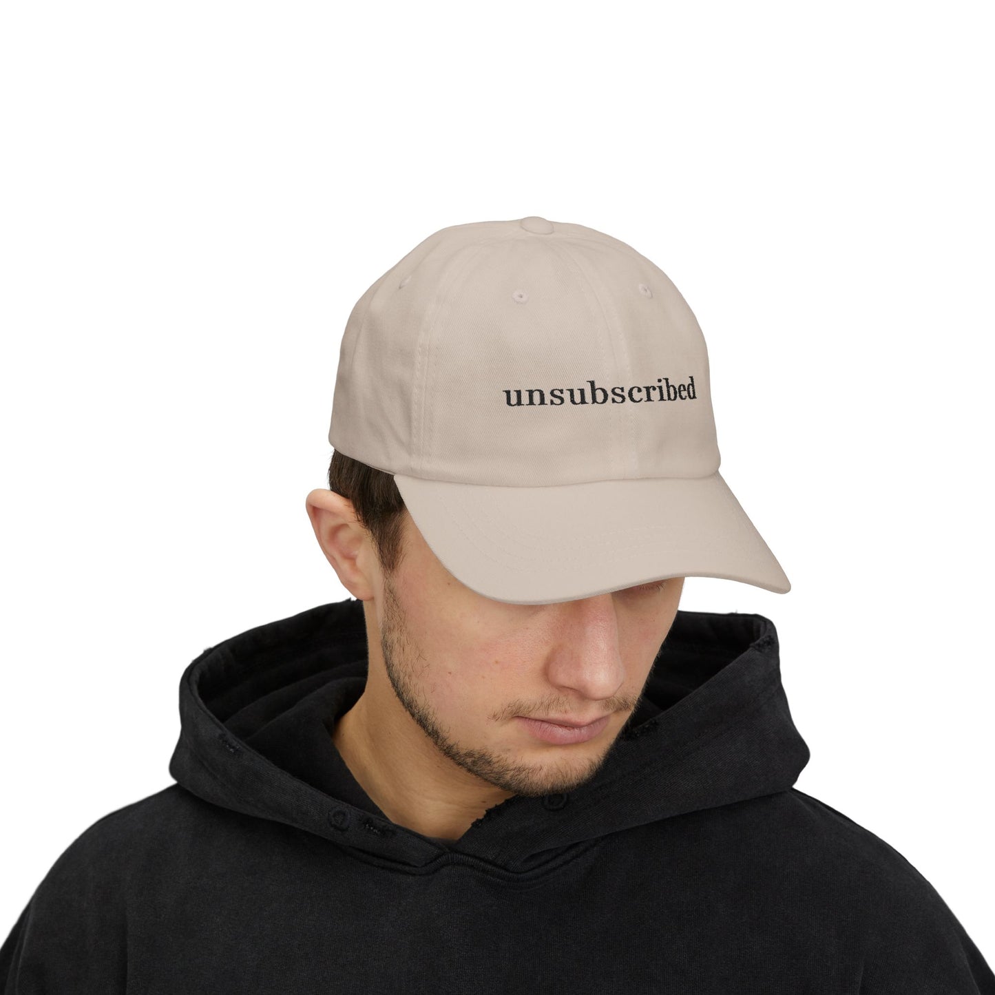 Dad Cap — "Unsubscribed" Front, "In My Self-Love Era" Back — Minimal Single Life Hat