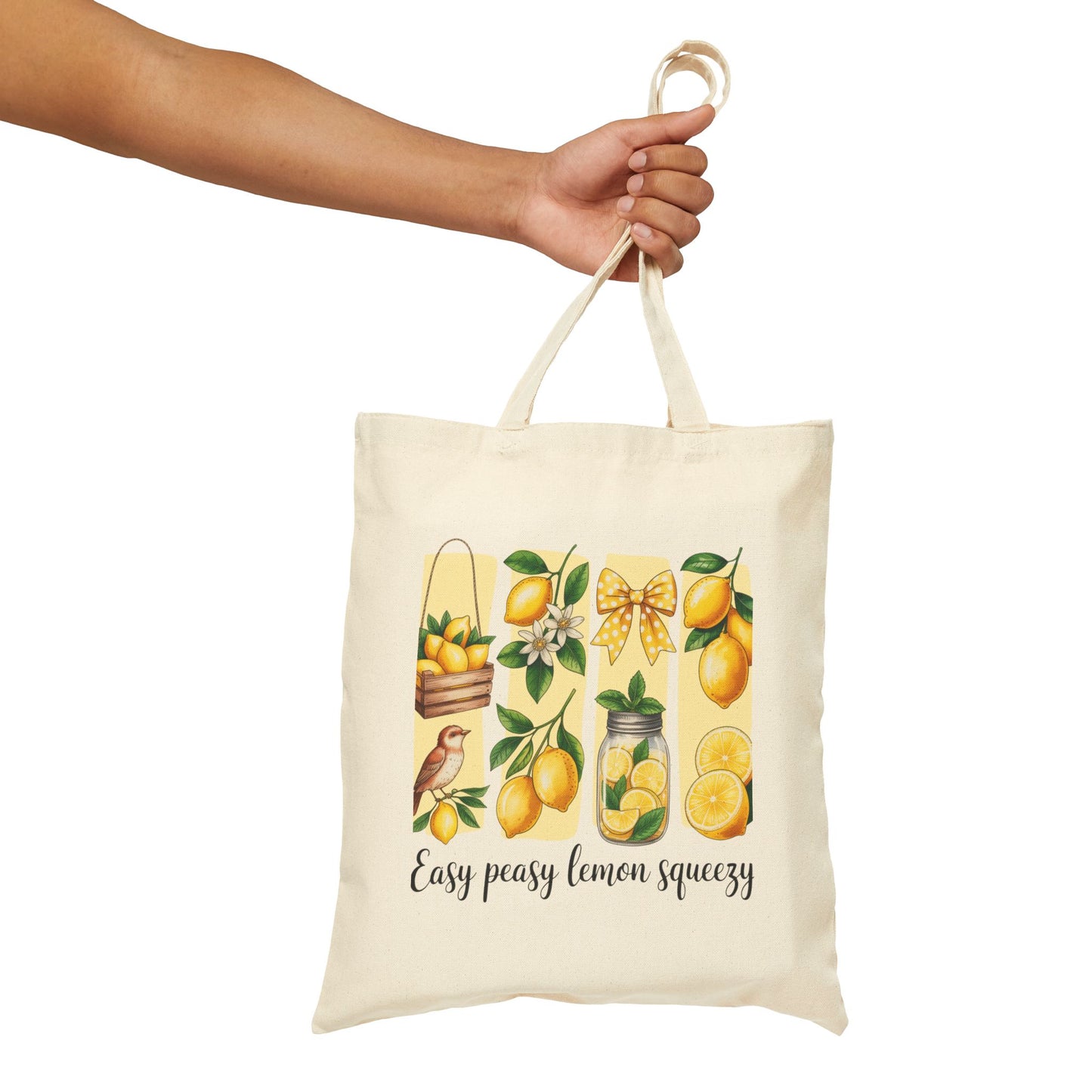 Tote Bag — "Easy Peasy Lemon Squeezy" Lemon Canvas Tote