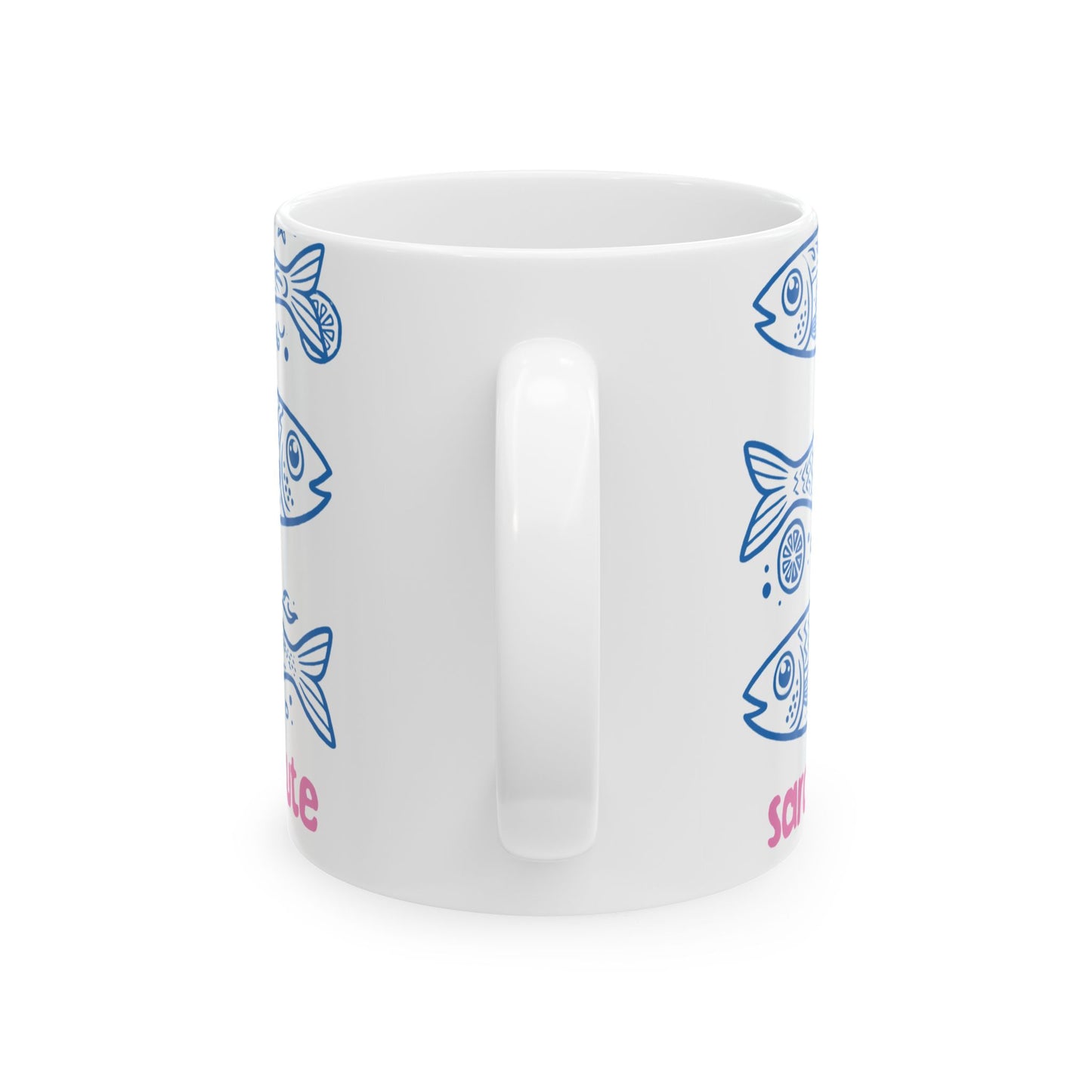 Sardine Cute Ceramic Mug (11oz/15oz) — Whimsical Blue Fish Pattern