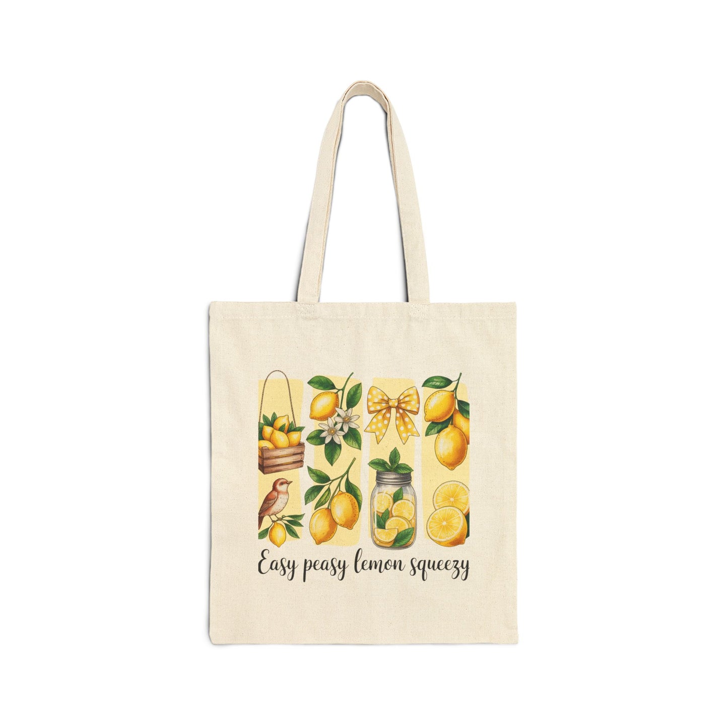 Tote Bag — "Easy Peasy Lemon Squeezy" Lemon Canvas Tote