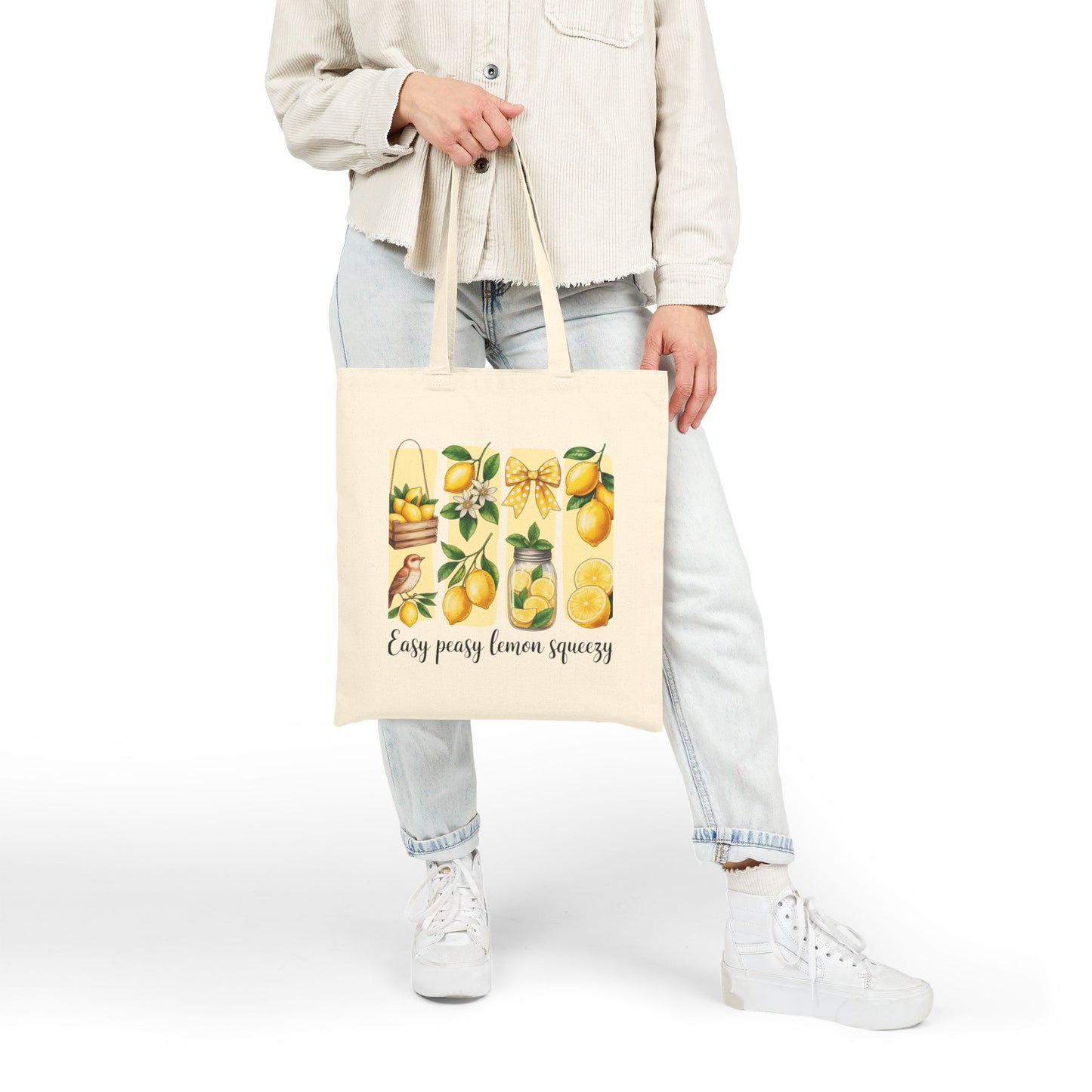 Tote Bag — "Easy Peasy Lemon Squeezy" Lemon Canvas Tote