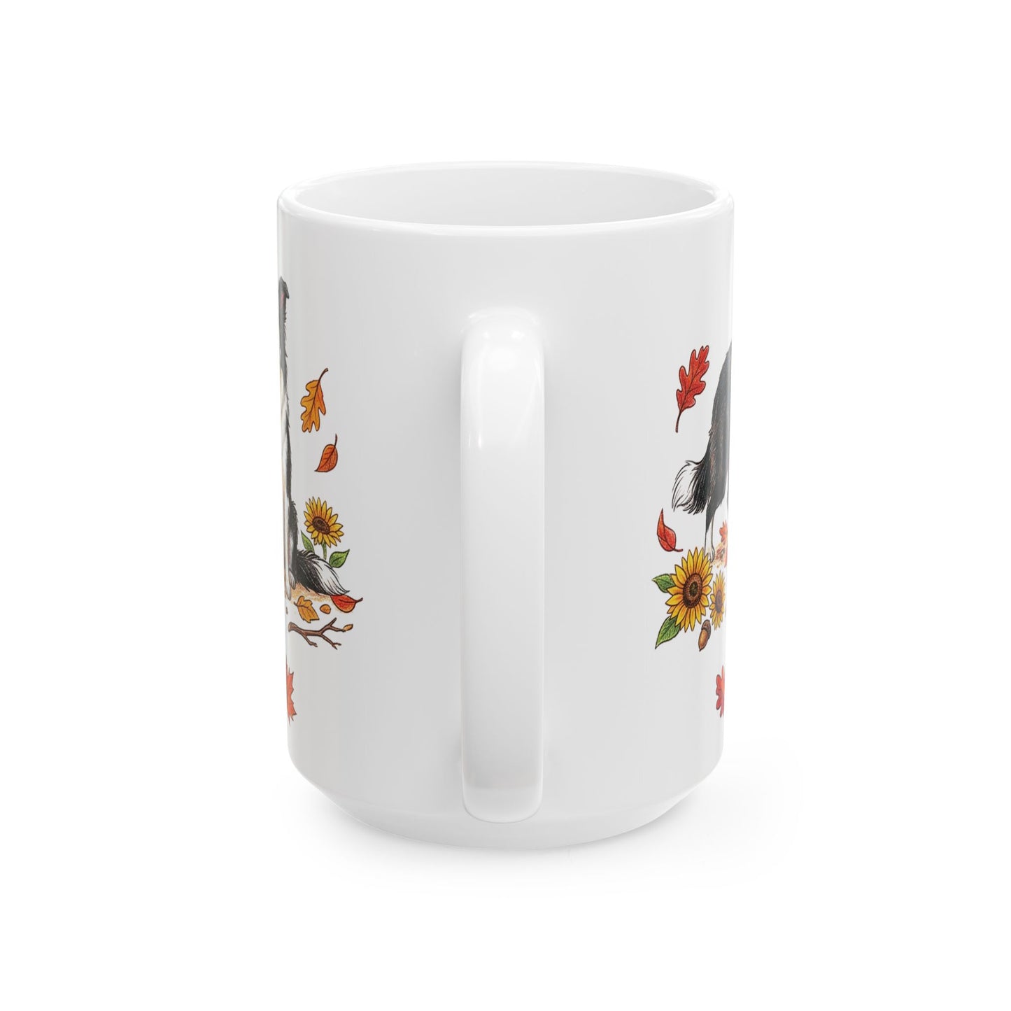 Border Collie Autumn Mug — "Keep Calm and Enjoy Fall" Ceramic Coffee Cup (11oz/15oz)