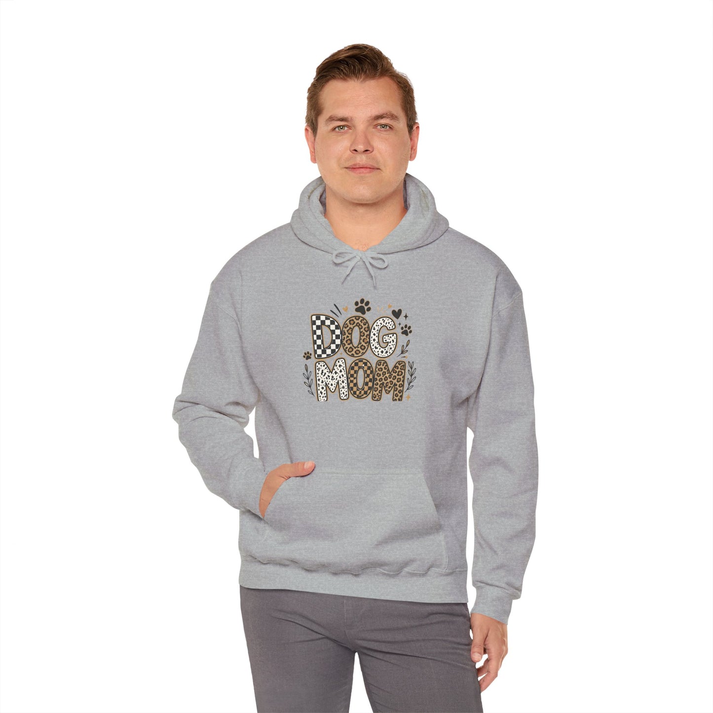 Dog Mom Hoodie — Leopard Paw Graphic Sweatshirt for Pet Lovers