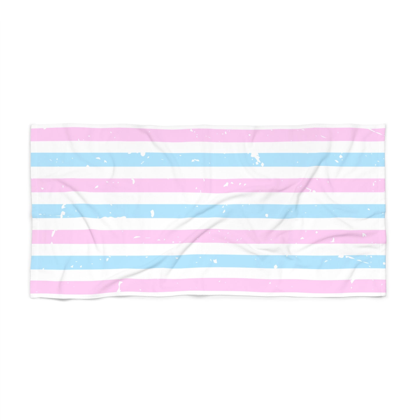 Trans Pride Pastel Stripe Beach Towel — Pink & Blue Striped Seaside Towel