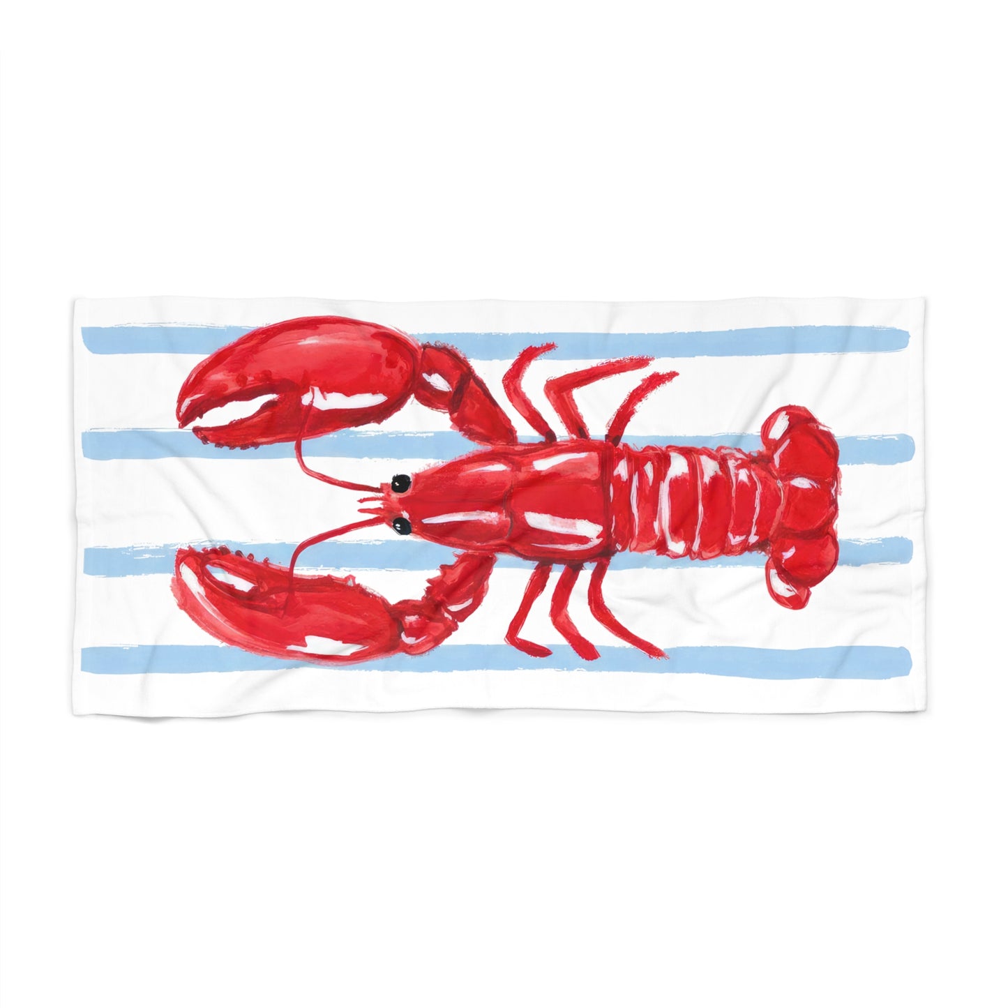 Red Lobster Beach Towel — Nautical Striped Coastal Bath & Pool Towel